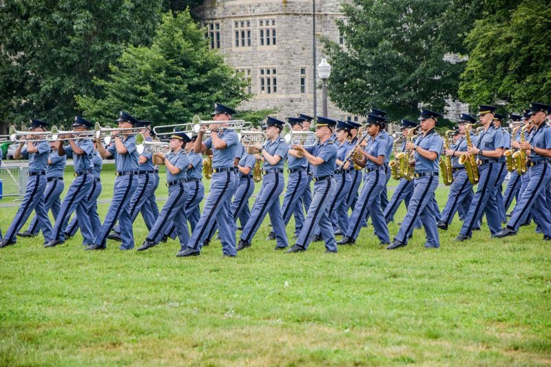 Highty-Tighties in gray bag The Highty-Tighties practice on the Drillfield.
